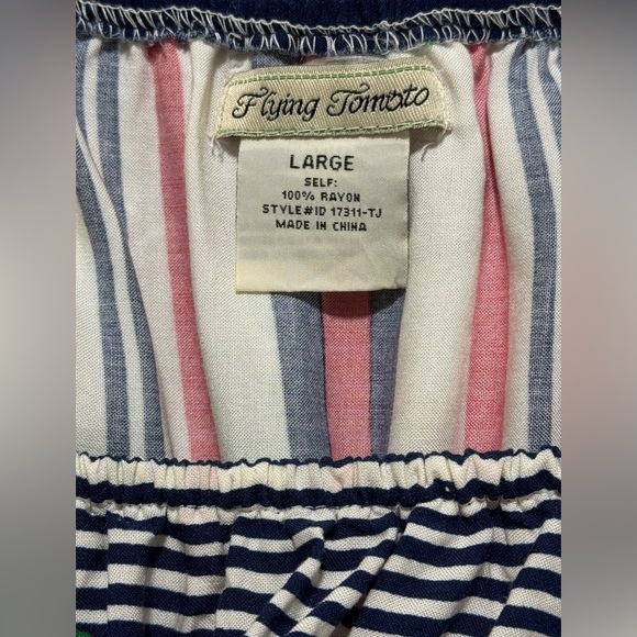 Flying Tomato Women L Floral Stripe Multicolor Off The Shoulder Long Dress - Picture 4 of 12